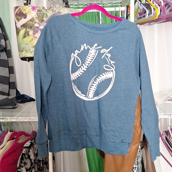 Time and Tru Tops - TIME AND TRU BLUE GAME DAY SWEATSHIRT SIZE LARGE 12-14